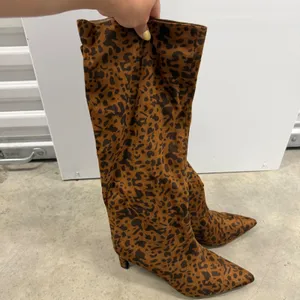 A New Day Leopard Print Tall Boots Brown Black Pointed Toe Kitten Heel Size 8 thumbnail 7