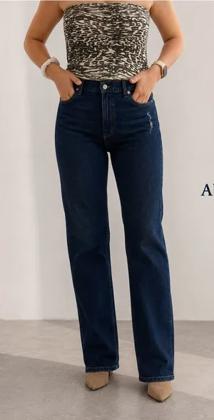 Abercrombie & Fitch Dark Indigo High-Rise Straight Jeans thumbnail 1