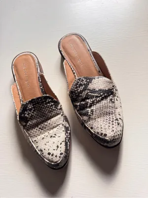 Madden Girl Black & Cream Snake-Print Slide Mules thumbnail 4