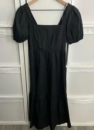 ASTR the Label Black Puff Sleeve Poplin Midi Dress thumbnail 4