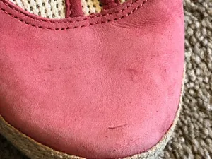 UGG Catrin Crochet Slip Ons Coral Red Pink Beige Espadrille LEATHER Flats US 8 thumbnail 14
