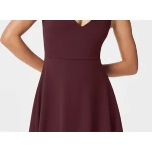 Spanx Pique Shaping Swim Dress Mulberry V-Neck Jacquard A-Line Skort Fit-&-Flare thumbnail 5