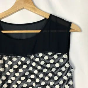 Ann Taylor Navy‎ Blue & White Polka Dot Peplum Tank Top S thumbnail 3