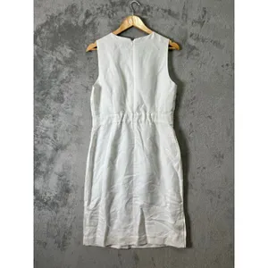 J.Crew Structured Linen Blend Sheath Dress White Minimalist Quiet Luxury Coastal thumbnail 6