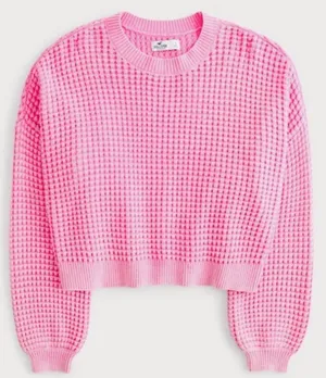Hollister Waffle Knit Pink Sweater thumbnail 2