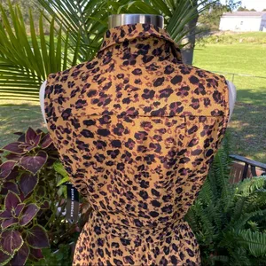 Donna Morgan Animal Print Button Up Belted Jumper Dress thumbnail 6