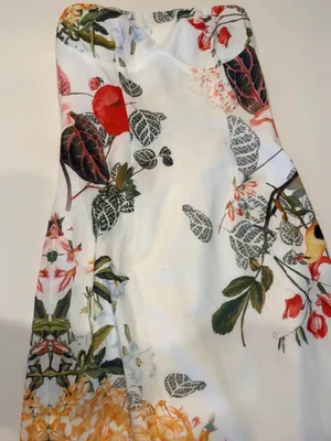 Commense White Midi Dress with Multicolor Floral & Botanical Print thumbnail 2