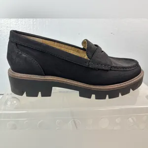 Cliffs by WHITE MOUNTAIN 7.5 Chunky Heel Lug Sole Black Faux Suede Loafers thumbnail 2
