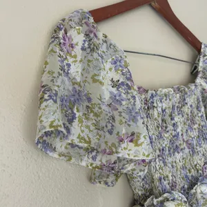 Astr the Label Purple Floral Flutter Sleeve Top Size XS thumbnail 7