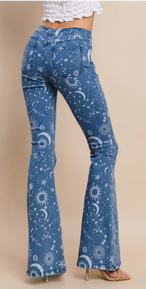 NWT WISTERIA LANE Sun and Moons Bellbottoms, L thumbnail 1