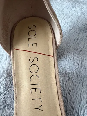 VGC Sole Society Tan Suede Fringe Ankle-Strap Block Heels SIZE 9.5 (41) thumbnail 2