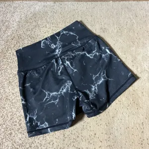 Buffbunny Collection Black White Marble High Rise Athletic‎ Biker Shorts Small thumbnail 3