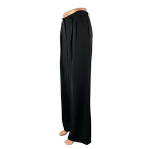 Sassy Zoey Women's Black High Waisted Pleated Wide Leg Trousers Dress Pants Sz M thumbnail 3