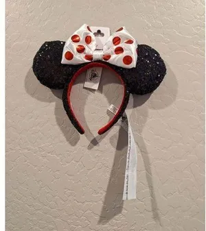 Disney Parks Minnie Mouse Polka Dots White Bow Headband New With Tag thumbnail 1