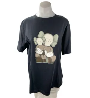 KAWS x Uniqlo UT Womens Black Graphic Print Short Sleeve T Shirt Tee Top Size M thumbnail 1