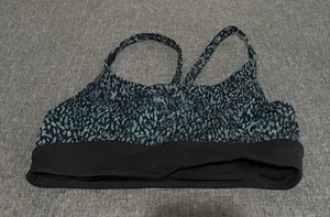 Lululemon Athletica Black Blue Animal Print Crossback Sports Bra Size 6 thumbnail 1