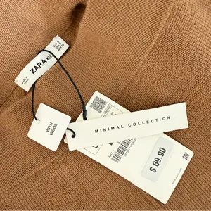 ZARA Wool Blend Knit A-Line Midi Skirt Camel Brown Sz S NWT thumbnail 10