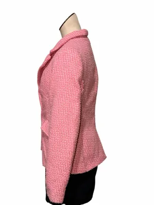 NWT EXPRESS $148 Hourglass Tweed Pink Bouclé Single-Button Blazer Jacket Medium thumbnail 5
