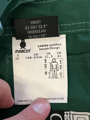 Mascot Newark Overalls Mens C48 33x30 Green Workwear Bib Knee Pad 10569-442-03 thumbnail 9