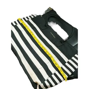 Victoria's Secret Black & White Striped Canvas Tote Bag With Handles thumbnail 7