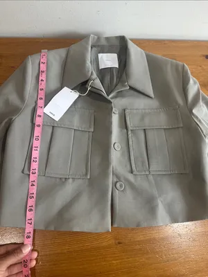 Mango Cropped Utility Jacket in Taupe Size M thumbnail 9
