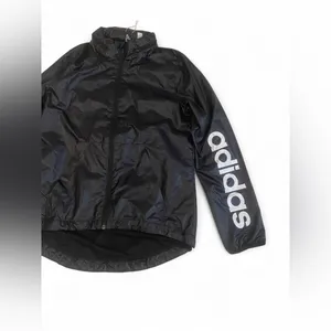 Adidas Women's Linear Windbreaker W/Hoodie, Rain Jacket, Full Zip, Black Size XS thumbnail 6