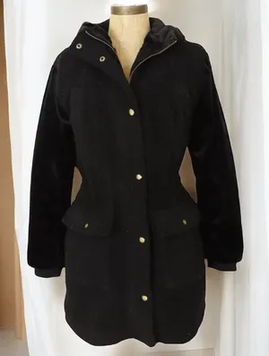 NWOT Eden Society Sherpa Faux Fur Lined Black Hooded Jacket Women’s Size L‎ thumbnail 1