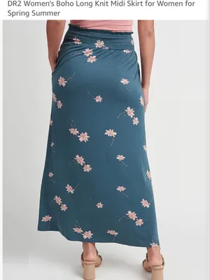 DR2 Daniel Rainn Green Pink Floral Smocked Boho Midi Maxi Skirt thumbnail 3