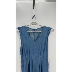 Old Navy chambray Lightweight Denim Lyocell Flutter cap Sleeve Romper size XL thumbnail 3