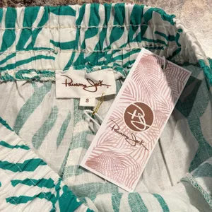 NWT Linen Blend‎ Pants Pull On High Rise Crop Tropical White Green Panama Jack S thumbnail 3