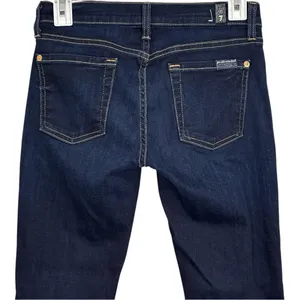 7 For All Mankind The Cropped Skinny Dark Wash Blue Jeans Size 25 thumbnail 6