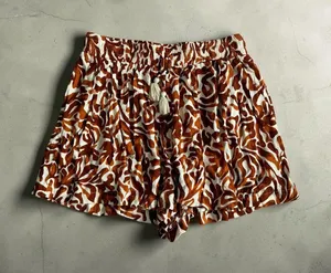 ELAN Brown Cream Printed Shorts Size Large NEW NWT thumbnail 1