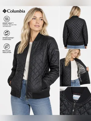 Columbia Omni-Heat Interchange Quilted Bomber Jacket Women’s M Black thumbnail 2