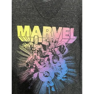 Marvel Avengers Graphic Black Gray V-Neck Short Sleeve T-Shirt Women XL thumbnail 3