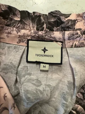 Tuckernuck Pink Toile Print Ruffle Collar Mini Dress Size M Cottagecore thumbnail 3