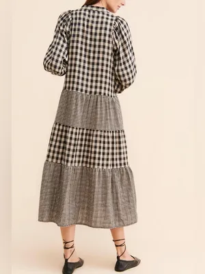 Anthropologie little lies Contrast Gingham Dress size small thumbnail 2