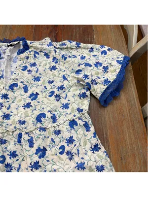 Tuckernuck Crawford Dress Bluebird Melody Linen Cotton Floral Lace Tiered XXL thumbnail 4