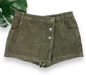 Lulus Cooler Days Corduroy Skort | Skirt in Olive Green thumbnail 3
