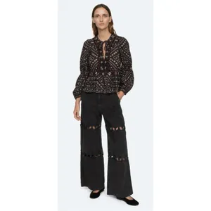 Sea New York Maja Top Cotton Size XS Boho Peplum Embellished thumbnail 3