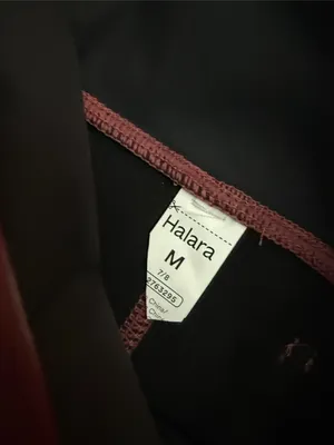 HALARA Women’s Faux Leather Leggings in Burgundy - Medium Black 7/8 Length thumbnail 2
