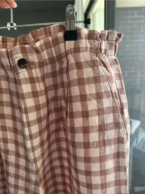 Lou & Grey Tan and Cream Gingham wide Leg Pants thumbnail 3