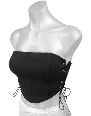 Princess Polly Black Sleeveless Strapless Bandeau Corset Cami Crop Tank Top Sz 6 thumbnail 1