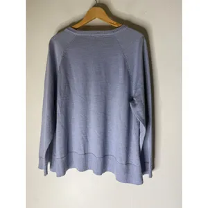 Eileen Fisher Italian Yarn Periwinkle Blue Crewneck Sweater M Side Slits Raglan thumbnail 2