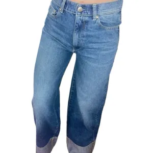 DL1961 Classic Wide Leg Cuffed Palazzo Denim Jeans 25 thumbnail 4