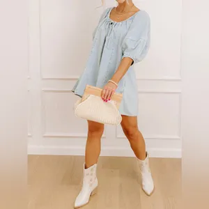 Light Blue Denim Romper thumbnail 2