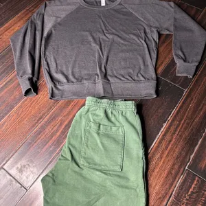 Terry cotton drawstring sweatpants & long sleeve sweatshirt Los Angeles Apparel thumbnail 2