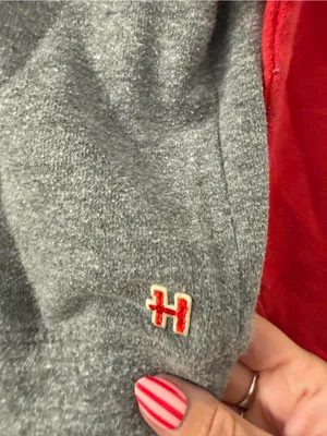 HOMAGE Gray Pullover Sweatshirt with Red Raglan Sleeves thumbnail 3