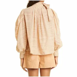 Ulla Johnson Petra Tie Neck Puff Sleeve Blouse Fawn Neutral Top Size 0 thumbnail 8