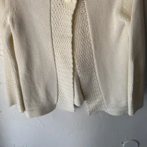 Croft & Barrow Vintage Cream Knit Button Cardigan‎ Sweater Small Chunky Cottage thumbnail 5