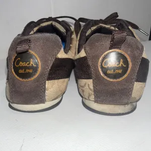 Coach Signature C Logo Canvas Brown Classic Patent Leather Sneakers Women's 9.5 thumbnail 3